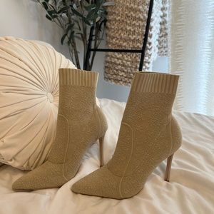 Beige sock booties. Never worn